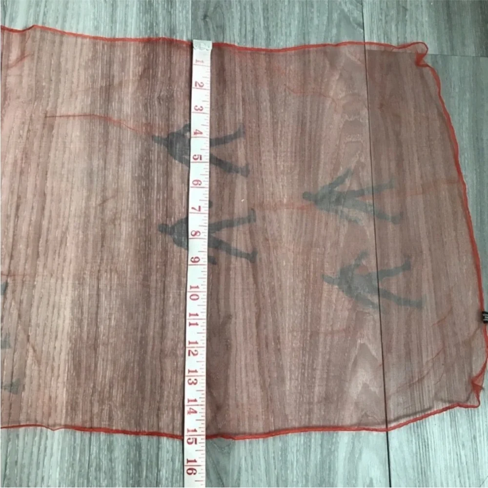 VINTAGE WOMENS SCARF SHEER RED HIMAN WALKING MADE IN JAPAN